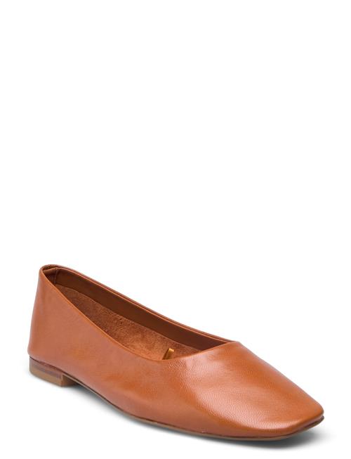 Leather Ballet Flats Mango Brown