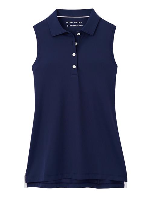 Banded Sport Mesh Sleeveless Button Polo Peter Millar Navy