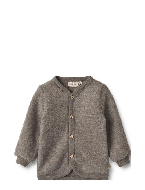 Wheat Wool Fleece Cardigan Kari Wheat Brown