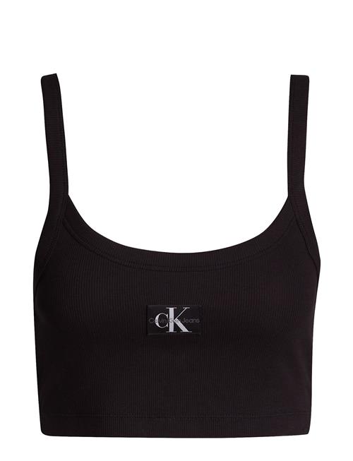 Calvin Klein Jeans Woven Label Rib Bralette Calvin Klein Jeans Black