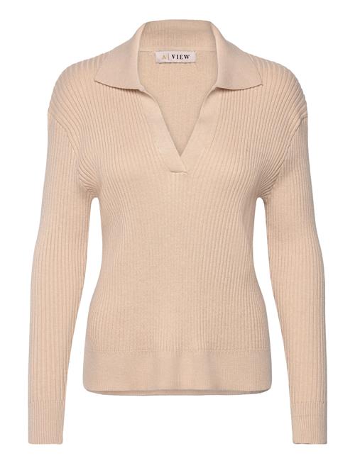 Se A-View Freja Knit Blouse A-View Beige ved Booztlet