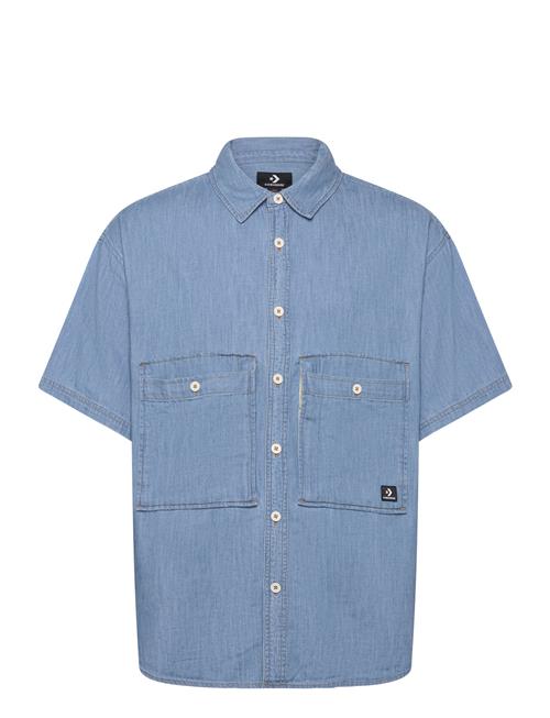 Converse Denim Wordmark Utility Shirt Converse Blue