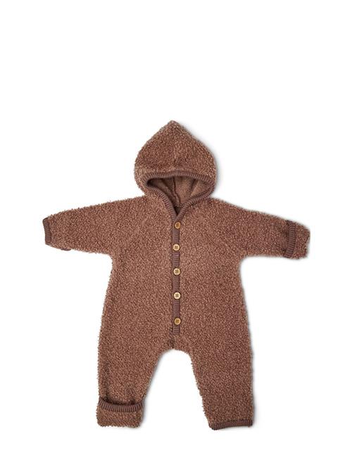 Smallstuff Jumpsuit Bouclé Merino Wool W. Buttons And Hoodie Smallstuff Brown