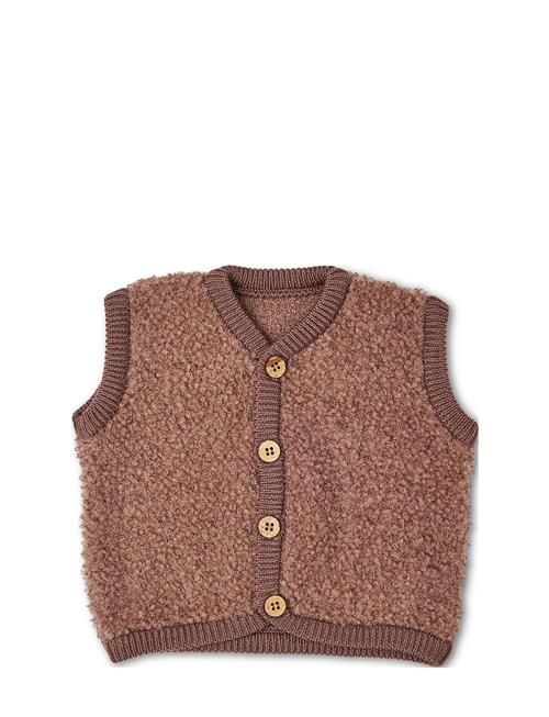 Smallstuff Vest Bouclé Merino Wool W. Buttons Smallstuff Brown