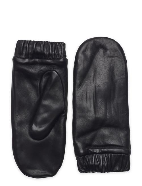 Lindex Mitten Leather W Elastic Cuff Lindex Black