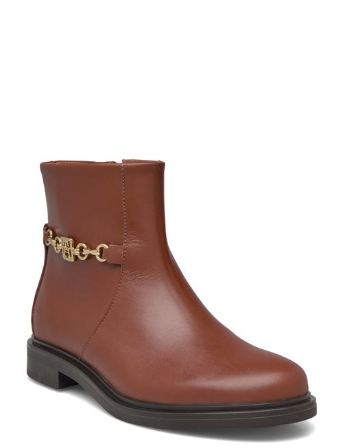 Th Chain Leather Low Bootie Tommy Hilfiger Brown