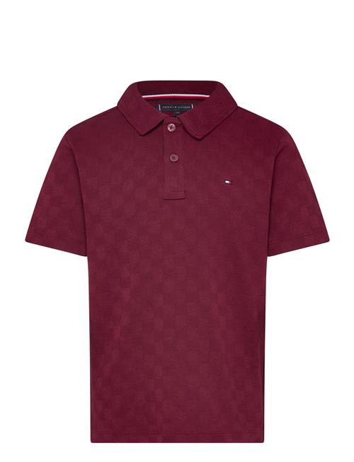 Checkboard Jacquard Reg Polo Ss Tommy Hilfiger Burgundy