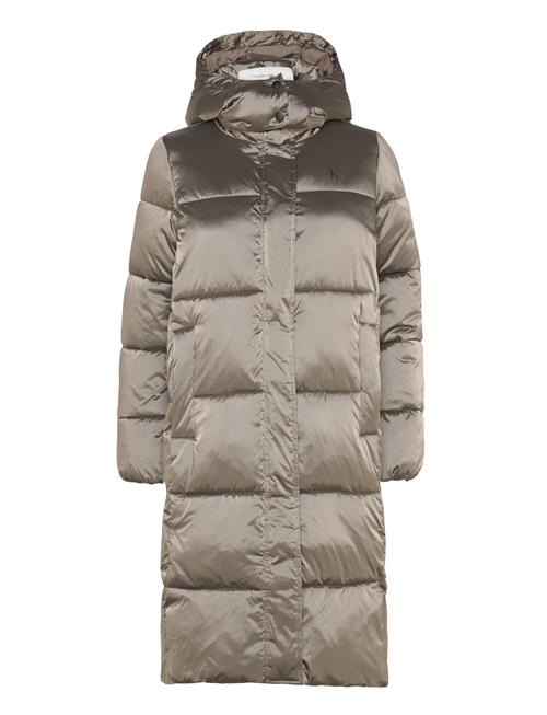 Calvin Klein Jeans Monologo Nd Shiny Long Puffer Calvin Klein Jeans Brown