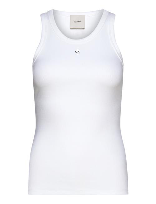 Calvin Klein Ck Emb Graphic Slim Rib Tank Calvin Klein White