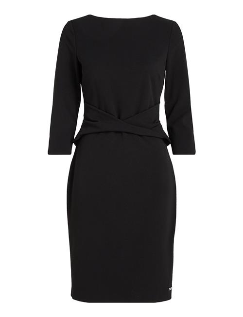 Scuba Crepe Dress Front Twist Calvin Klein Black