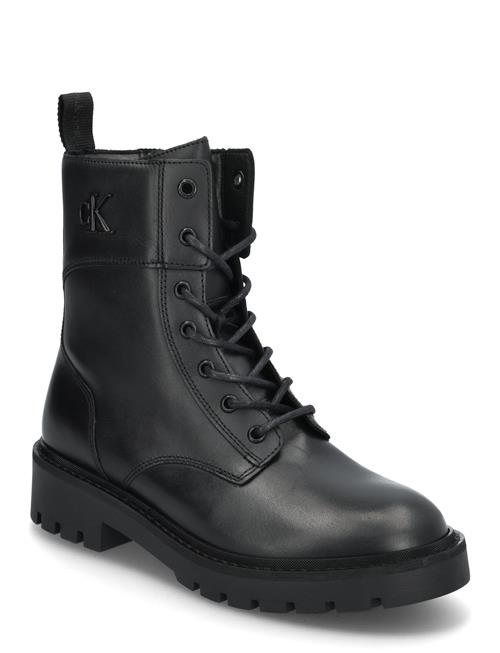 Calvin Klein Combat Boot Mid Zip Lth In Calf Calvin Klein Black