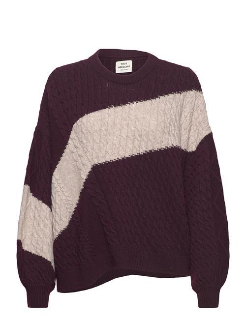 Mads Nørgaard Recycled Wool Mix Rokko Block Sweater Mads Nørgaard Burgundy