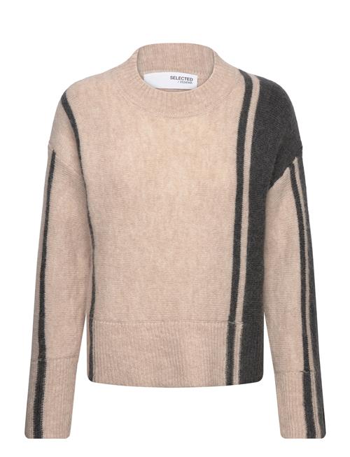 Selected Femme Slfalva Ls O-Neck Knit Selected Femme Beige