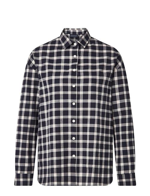 Edith Organic Cotton Flannel Check Shirt Lexington Clothing Navy