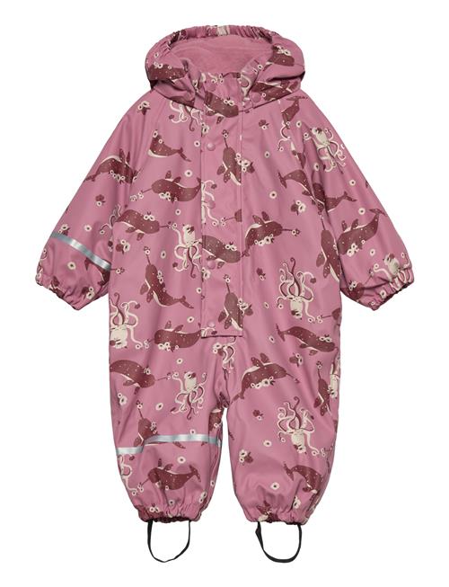 Se CeLaVi Rainwear Suit - Aop, W. Fleece CeLaVi Pink ved Booztlet