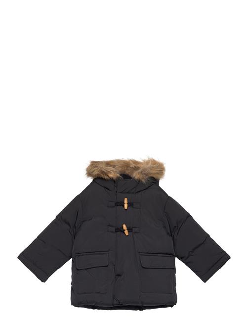 Mango Quilted Coat With Fur-Effect Hood Mango Black