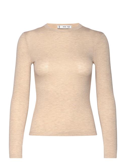 Mango Round-Neck Long-Sleeved T-Shirt Mango Beige