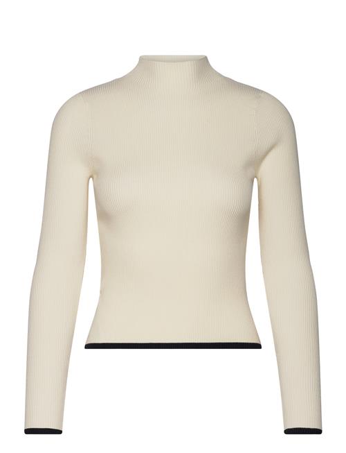 Mango Ribbed Sweater With Perkins Neck Mango Cream