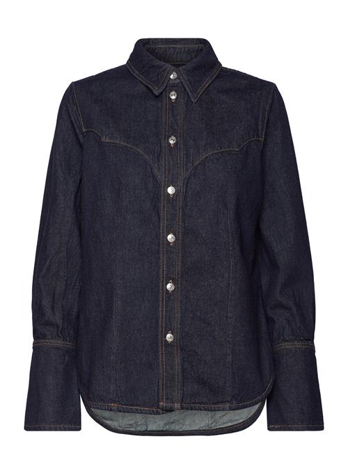 Denim Shirt With Seams Mango Navy