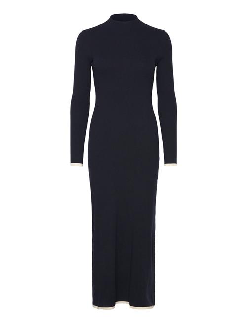 Knitted Dress With Contrasting Trims Mango Navy