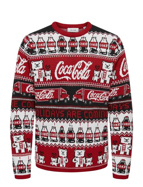 Se ONLY & SONS Onsxmas Reg 5 Cola Crew Knit Cs ONLY & SONS Red ved Booztlet