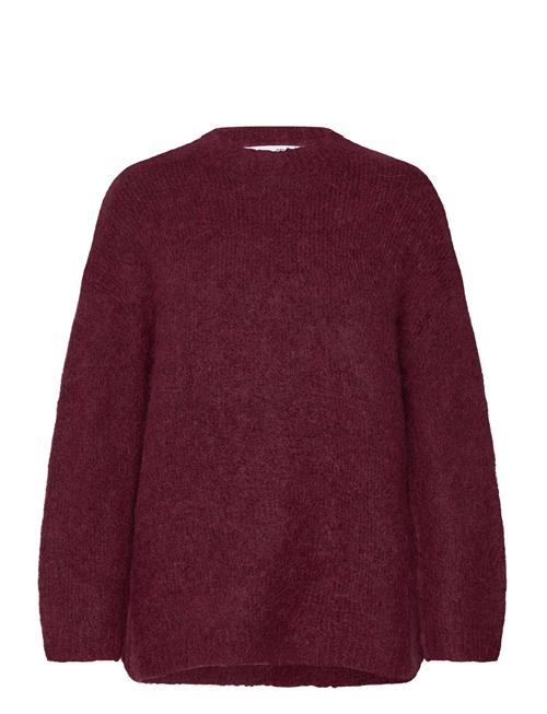Se Slfgabella Ls Knit O-Neck Camp Selected Burgundy ved Booztlet
