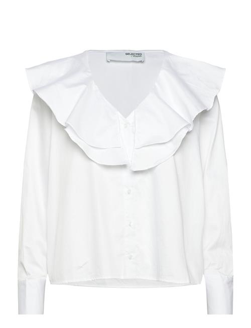 Selected Femme Slfisobel Ls Ruffled Shirt B Selected Femme White