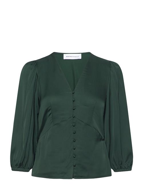 Selected Femme Slfjyline 3/4 Butt D Satin Top B Selected Femme Green