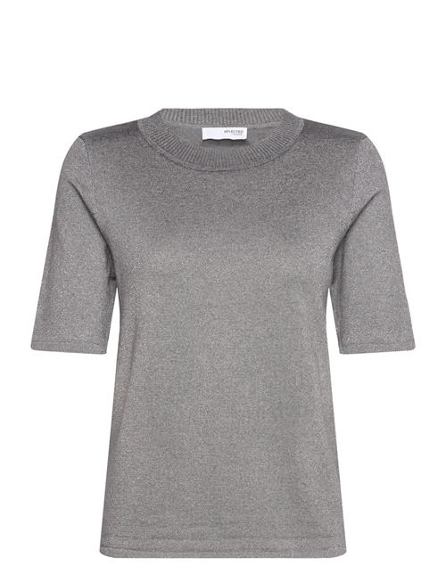 Selected Femme Slflura Lurex 2/4 Knit O-Neck Selected Femme Grey