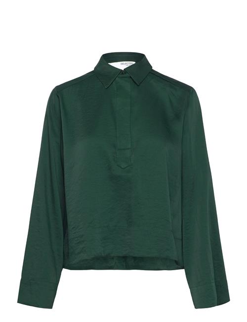 Selected Femme Slfjean Ls Cropped Shirt B Selected Femme Green