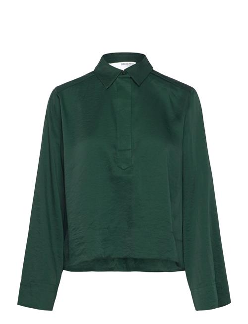 Slfjean Ls Cropped Shirt B Selected Green
