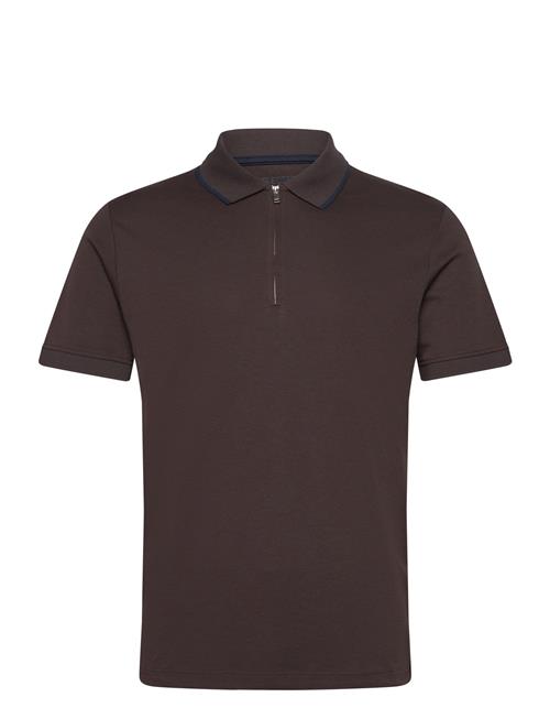 Se Selected Homme Slhreg-Dan Ss Zip Polo Selected Homme Brown ved Booztlet