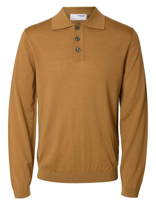 Se Selected Homme Slhtray Ls Knit Merino Sc Polo Ex Selected Homme Beige ved Booztlet