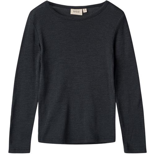 Wheat Uld-T-shirt L/S Alfie Navy | Marine blå | 104 cm