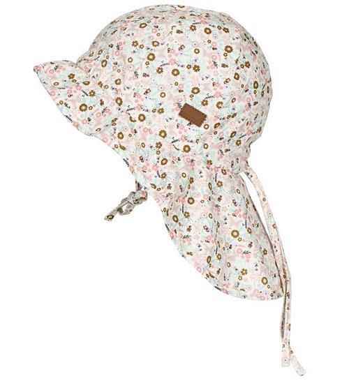 Melton Sommerhat - UV50+ - Creme m. Blomster