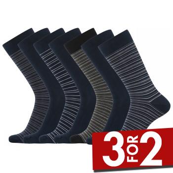 Dovre Strømper 7P Bamboo Socks Blå Mønster Str 41/45 Herre