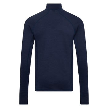 Dovre Wool Zip Single Jersey Marineblå uld Medium Herre