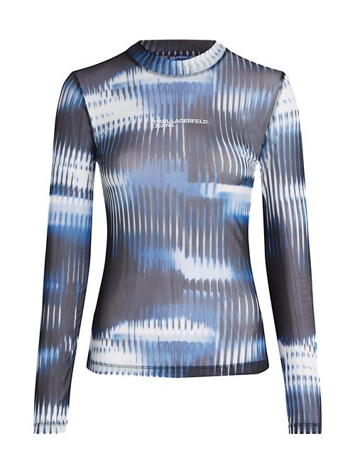 Se KARL LAGERFELD JEANS Overdel ' MESH-TOP MIT GLITCH-PRINT '  blå / sort / hvid ved About You