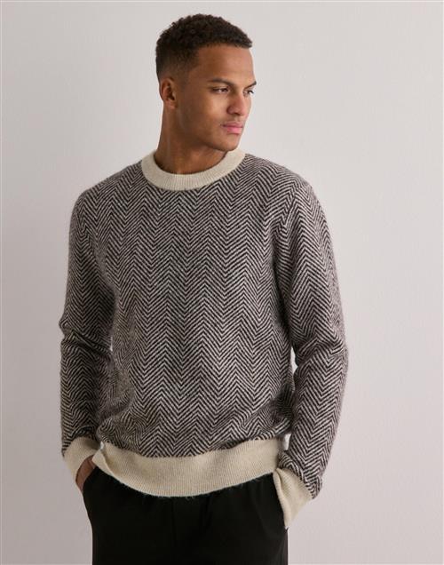 Selected Homme Slhrai Ls Knit Crew Neck Striktrøjer Beige