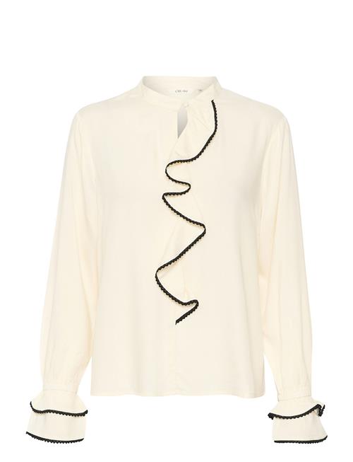 Cream Crcine Blouse Cream White