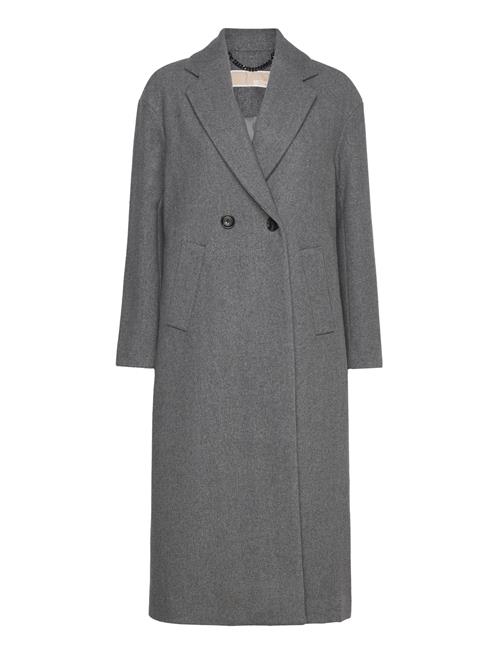 Michael Kors Wool Db Long Wool Coat Michael Kors Grey