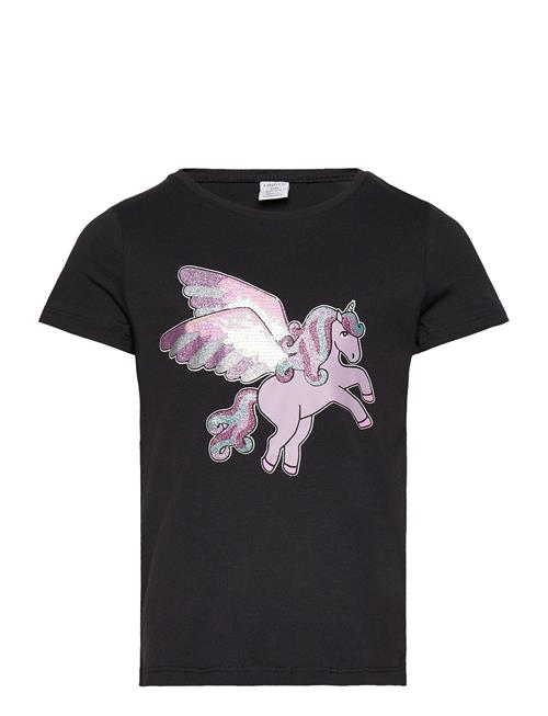 Se Lindex Top S S Unicorn Print And Sequ Lindex Black ved Booztlet