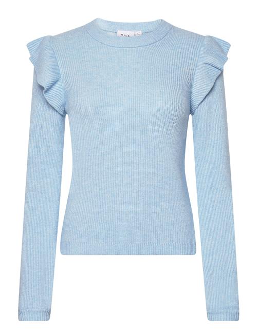 Vila Viril O-Neck Flounce Knit Top - Noos Vila Blue