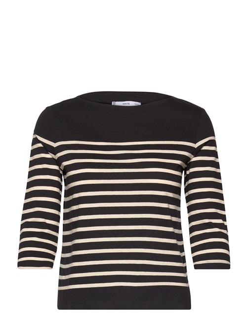 Mango Striped Boat-Neck T-Shirt Mango Black