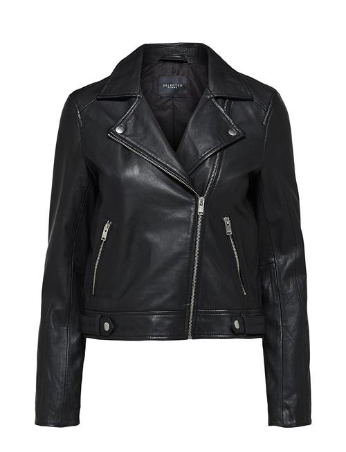 Slfkatie Leather Jacket B Noos Selected Femme Black