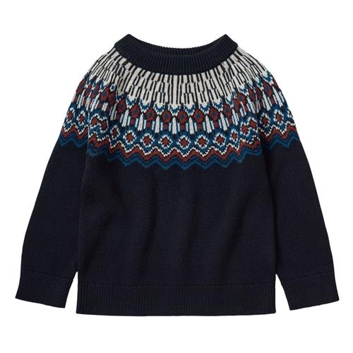 FUB Fair Isle Strikket Trøje Dark Navy | Marine blå | 140 cm