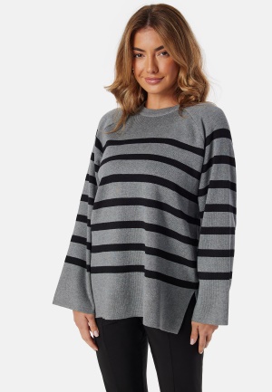 Object Collectors Item Objester LS Knit Top Medium Grey Mel Stripes:Black L