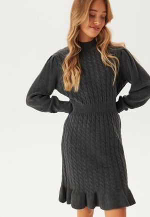 VERO MODA Vera LS Short Knit Dress Asphalt Detail:Melange XS