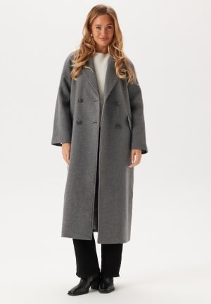 Se BUBBLEROOM Raglan Sleeve Wool Blend Coat Grey melange XL ved Bubbleroom