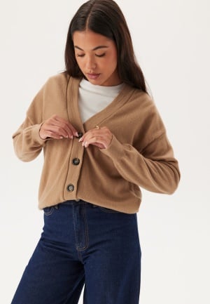 Se GANT Superfine Lambswool Cardigan Caramel Beige XXL ved Bubbleroom